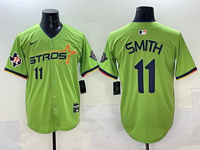 Men Houston Astros 11 Smith Green three generations Joint Name 2025 Nike MLB Jersey style 6